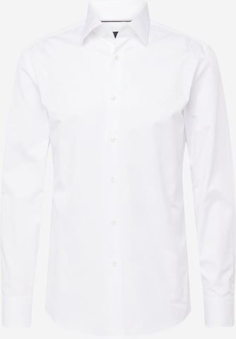 Coupe slim Chemise 'HANK' BOSS Black en blanc : devant