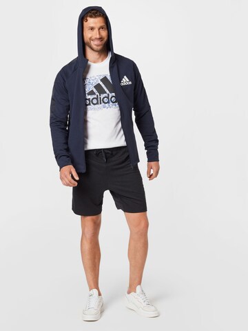 ADIDAS SPORTSWEAR Спортна жилетка с качулка в синьо