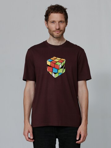 Maglietta 'Pixel Zauberwürfel' di Watapparel in rosso: frontale