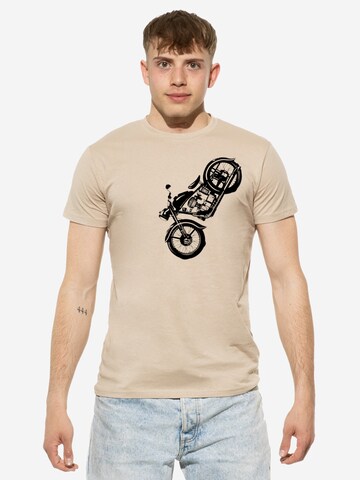 Cotton Prime Shirt 'Vintage Motorcycle' in Beige: voorkant
