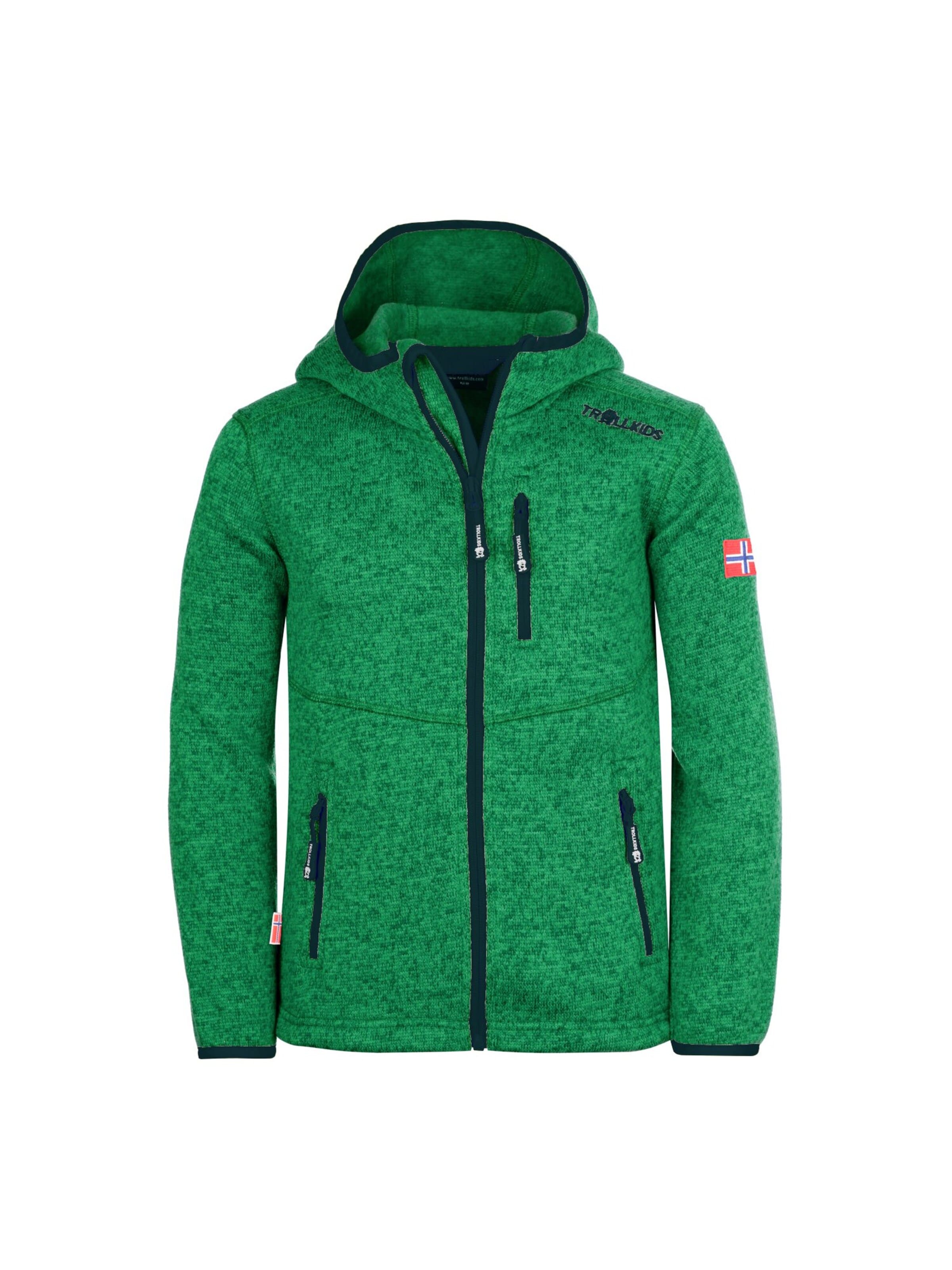 TROLLKIDS Fleece Jacket in Green: front