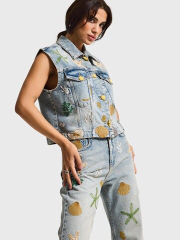 IT'S BASIC Vest 'DENIM WAISTCOAT' in Blue