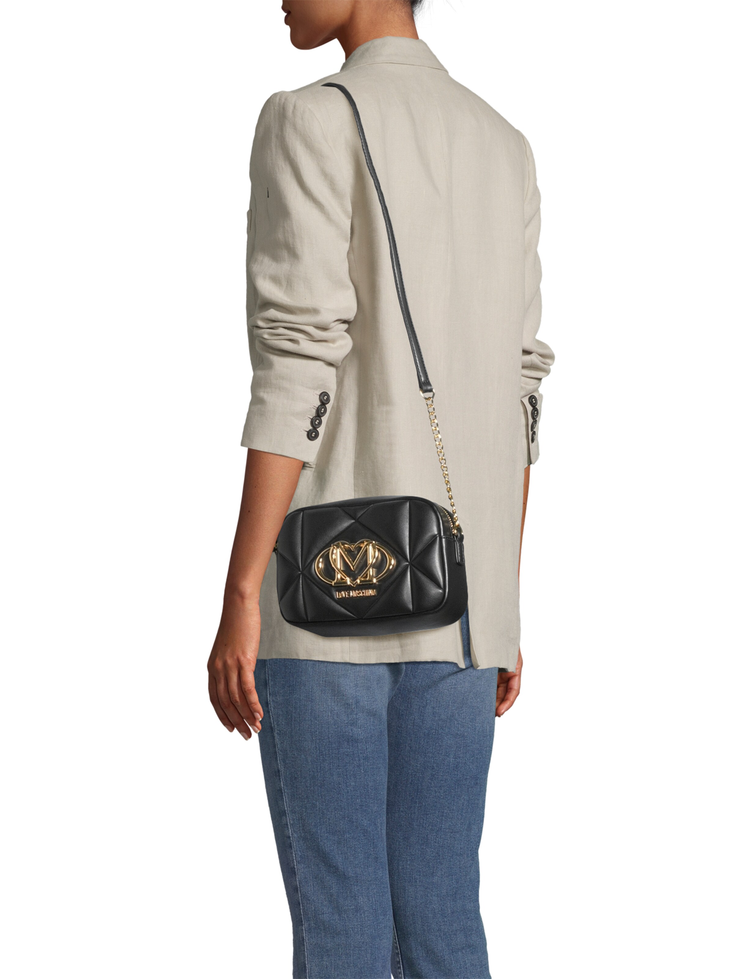 Love MoschinoTorba preko ramena 'Embossed Q' - crna boja