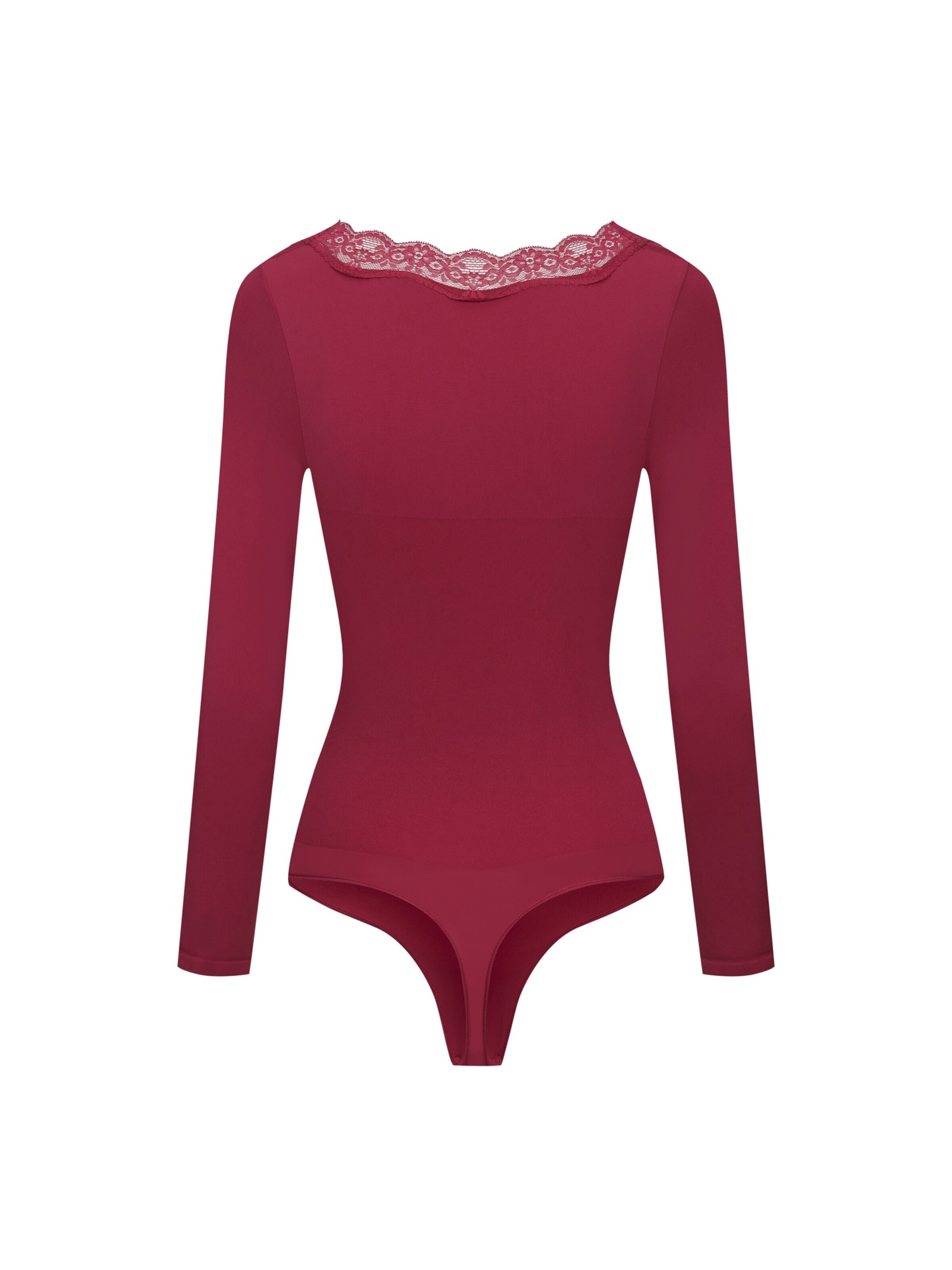 cfab - Body modelador 'Lace Bodysuit Sculpting Shapewear Longsleeve mit String' em rosa