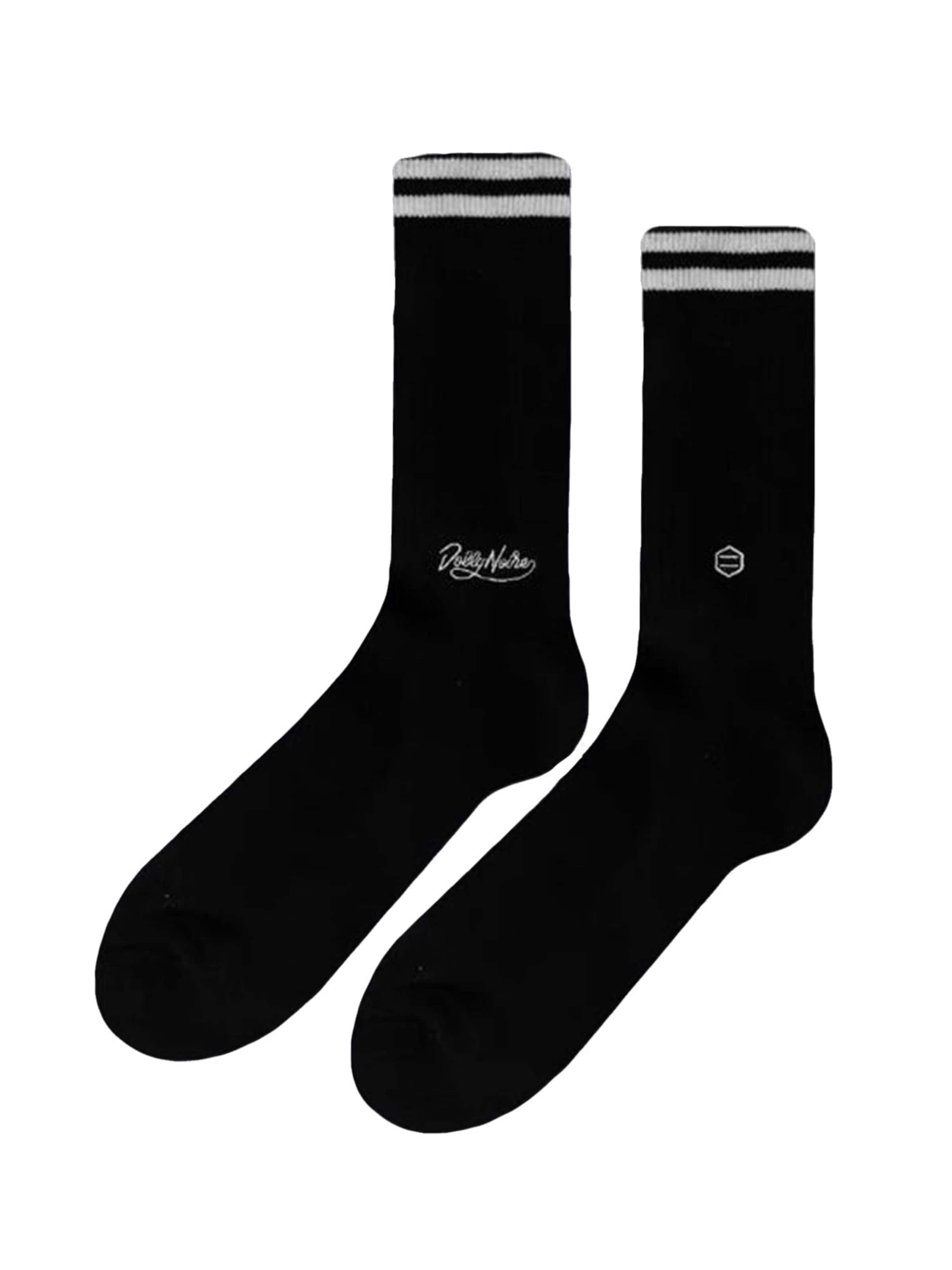 DOLLY NOIRE Sokken 'LOGO SOCKS BLACK / WHITE' in Zwart: voorkant