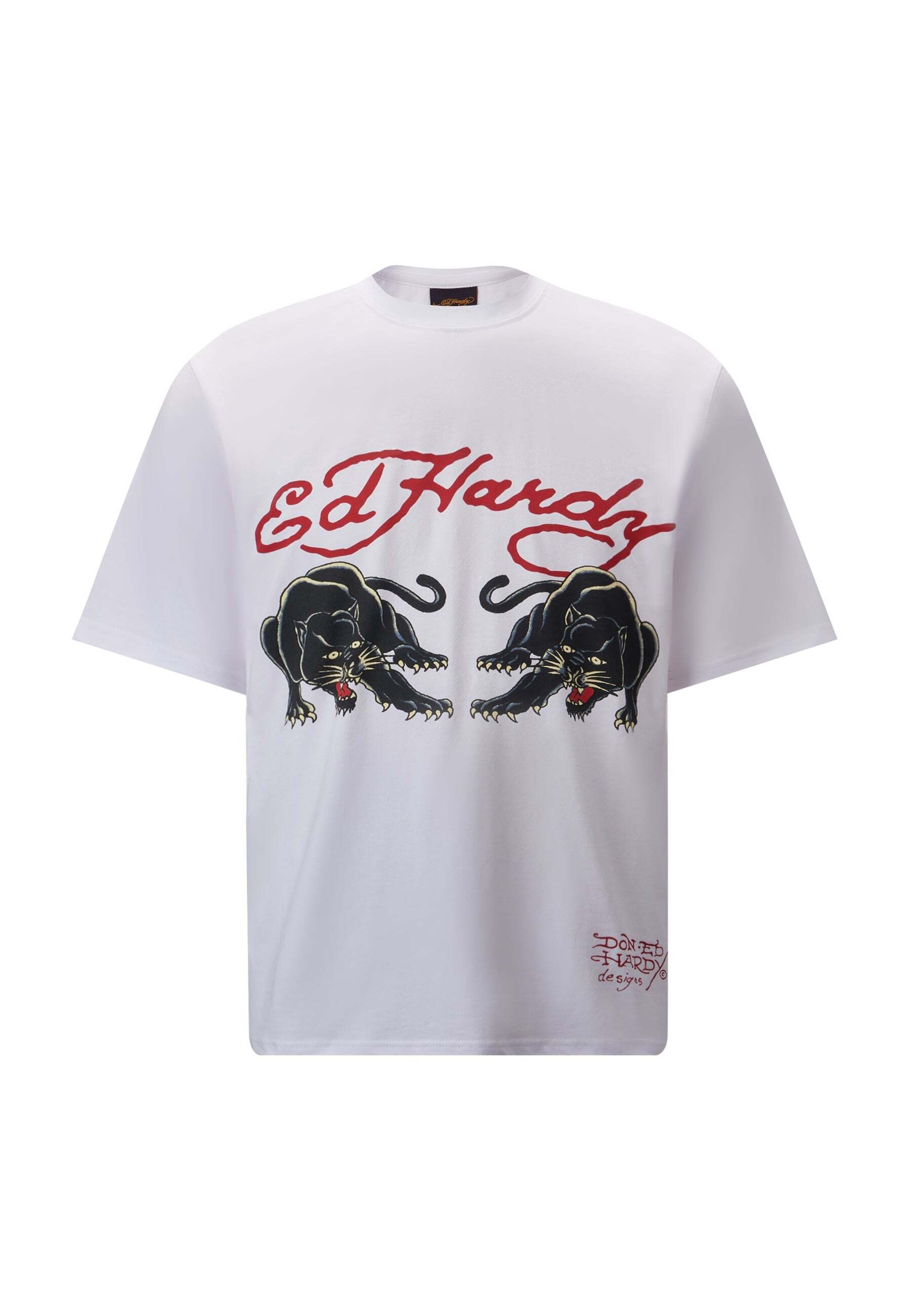 Ed Hardy Póló 'Double-Panther' - fehér: elől
