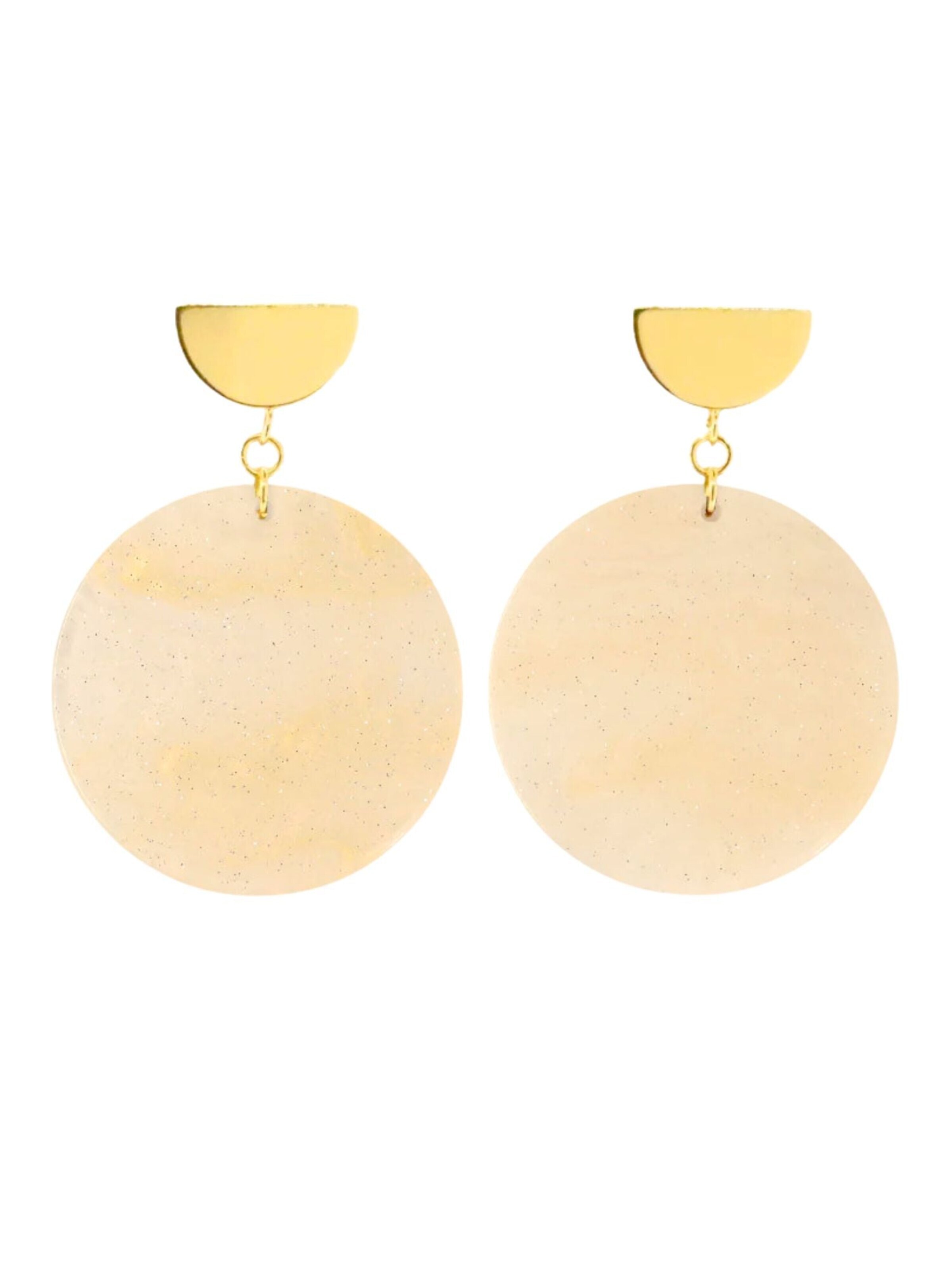 Boucles d'oreilles 'Acetat Amal' Fräulein Wunder en beige : devant