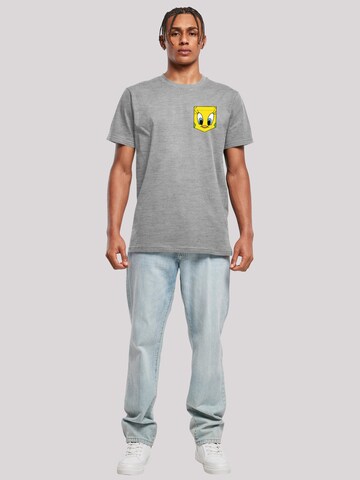 F4NT4STIC Shirt 'Looney Tunes Tweety Pie Face Faux Pocket' in Grijs