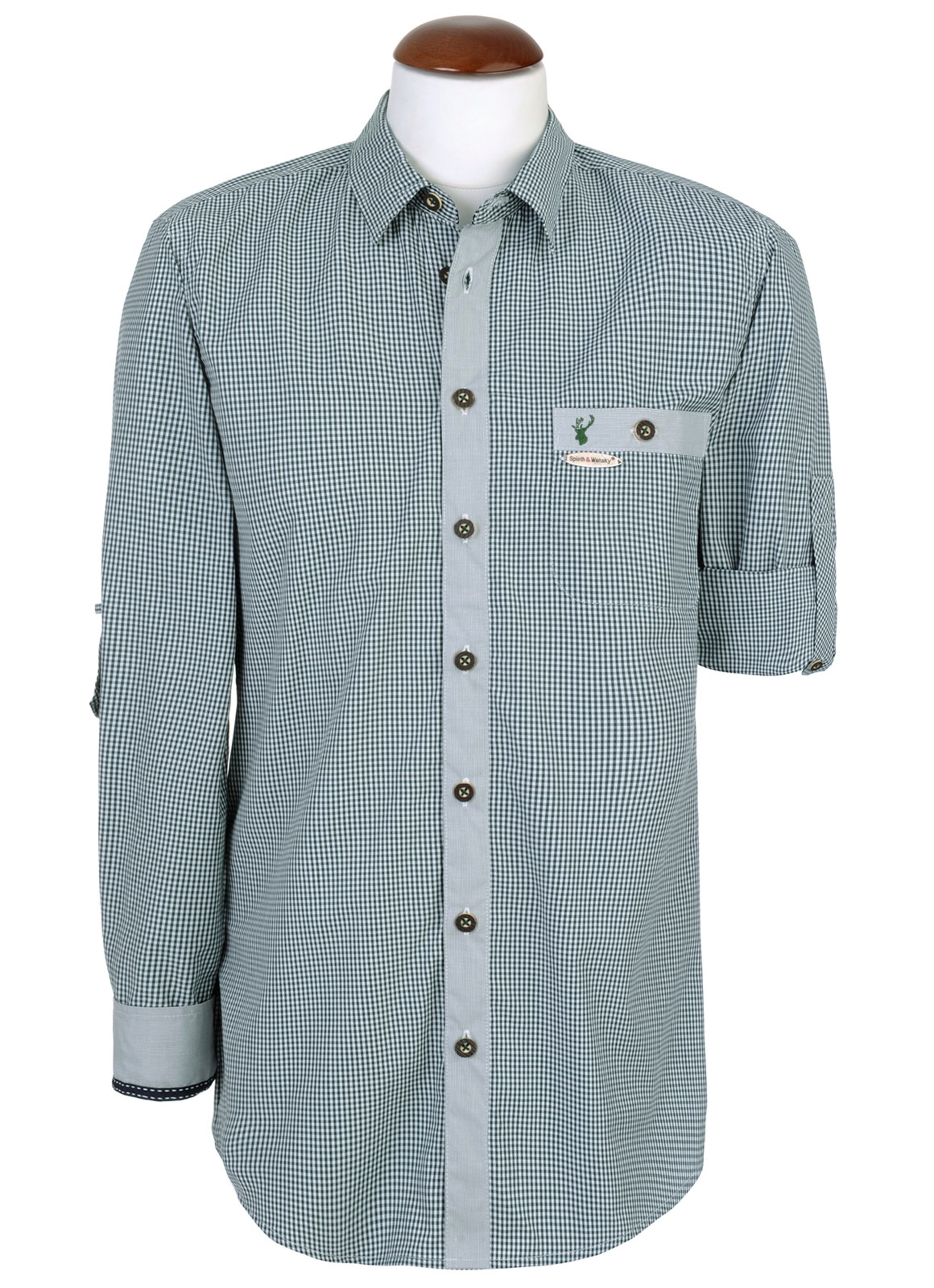 SPIETH & WENSKY Slim fit Klederdracht overhemd 'Dorf' in Groen: voorkant