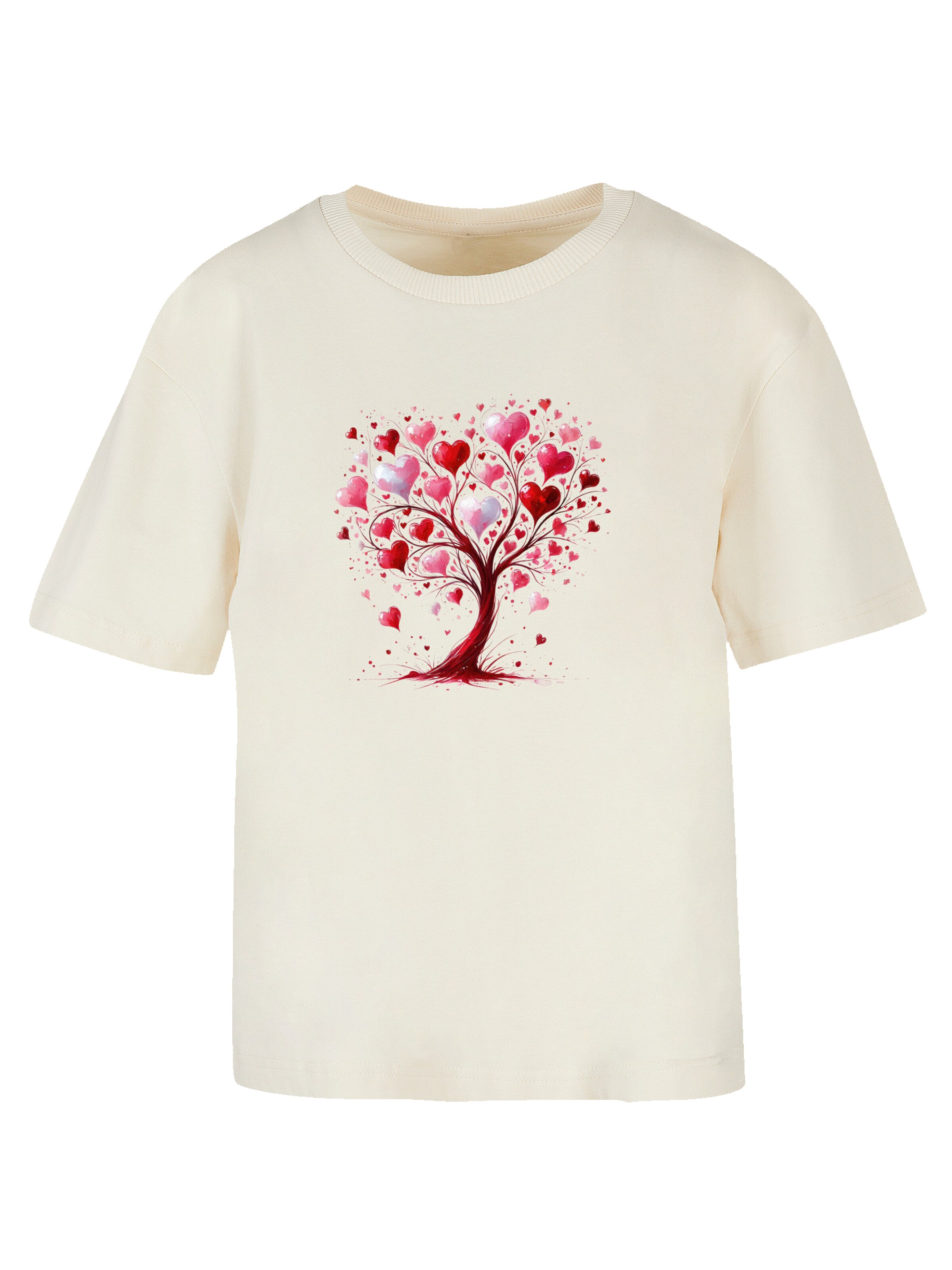 F4NT4STIC Shirt 'Herz Baum Aquarell Druck' in Beige: front