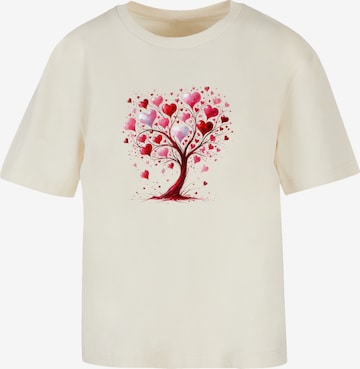 T-shirt 'Herz Baum Aquarell Druck' F4NT4STIC en beige : devant