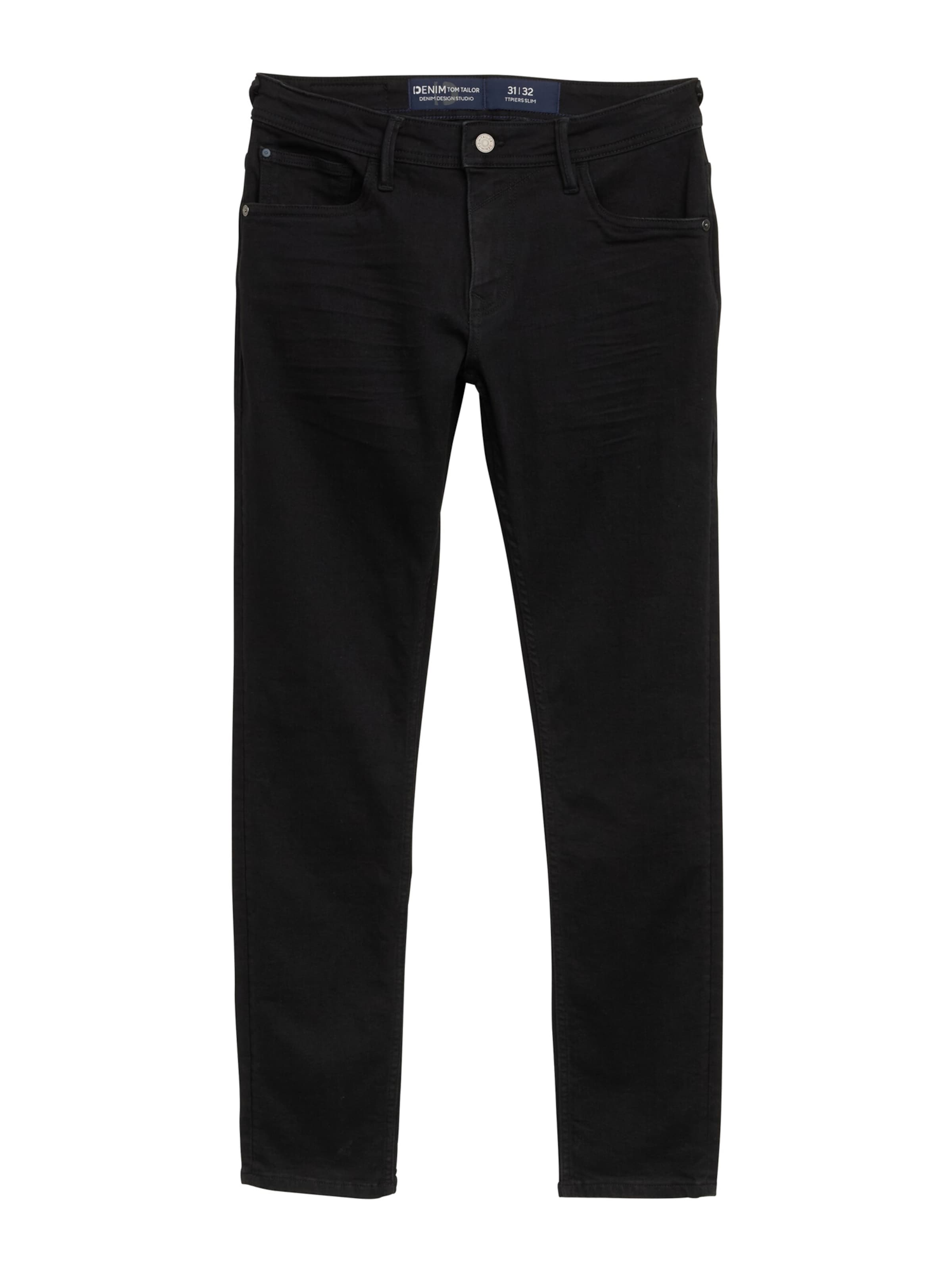 TOM TAILOR DENIM Slimfit Džíny 'PIERS' – černá: přední strana