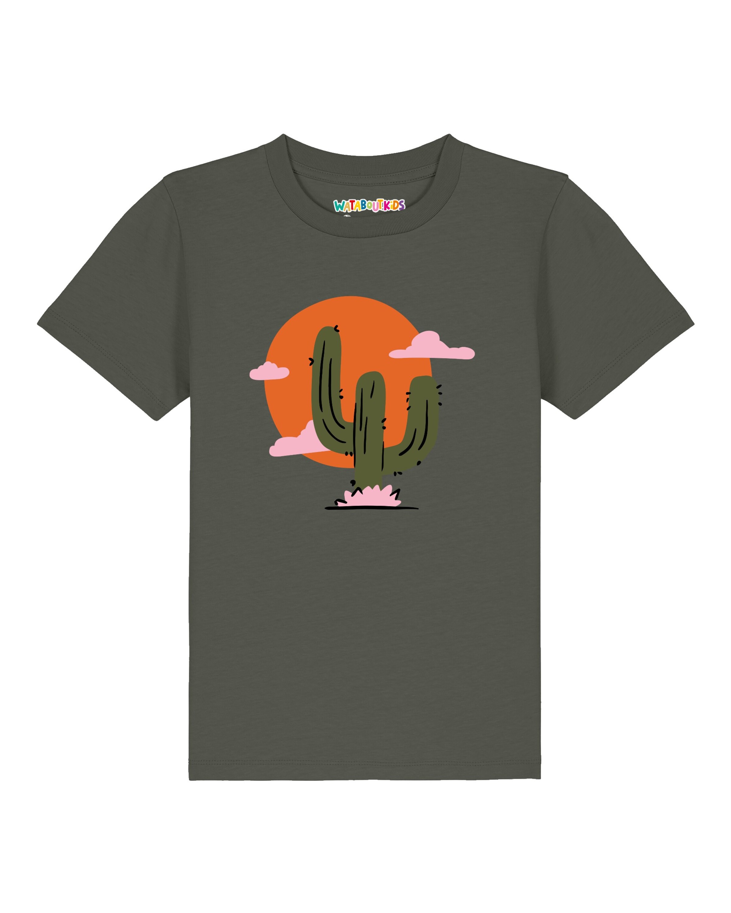 watabout.kids Shirt 'Kaktus im Sonnenuntergang' in Green: front