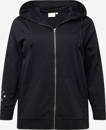 ONLY Carmakoma Zip-Up Hoodie 'CALLIE' in Black: front