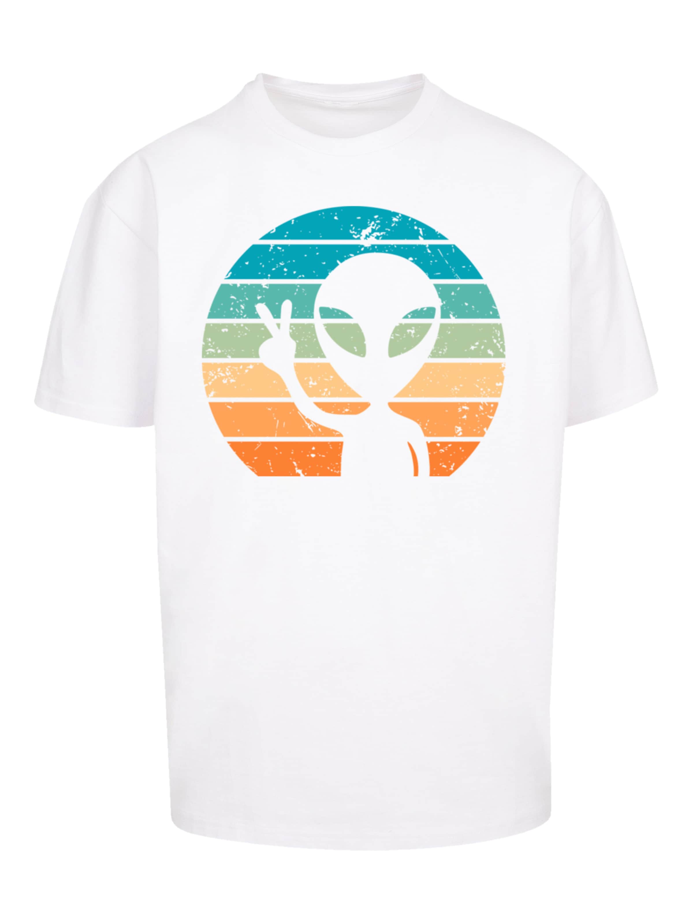 T-Shirt 'Alien Piece Sonnenuntergang' F4NT4STIC en blanc : devant