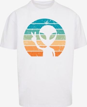 T-Shirt 'Alien Piece Sonnenuntergang' F4NT4STIC en blanc : devant