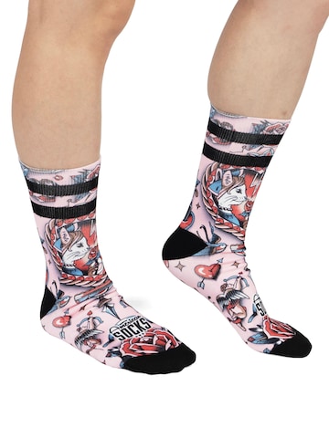 American Socks Socken 'Feline Hearts' in Schwarz