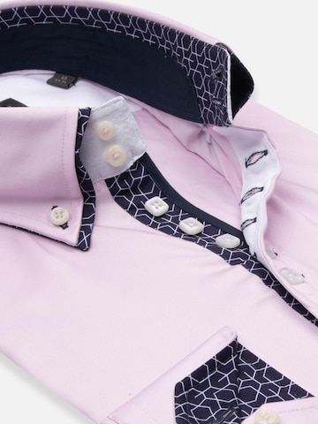Coupe slim Chemise business 'Marco Polo Iconic Satin Man Shirt White' 7Camicie en rose