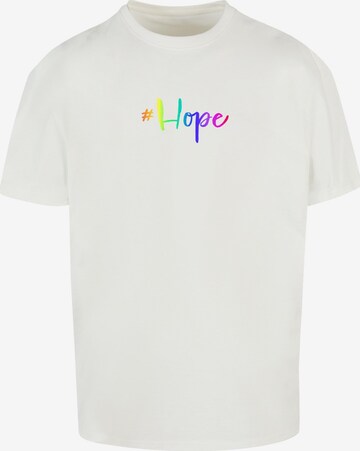 Merchcode Shirt 'Hope Rainbow' in Wit: voorkant