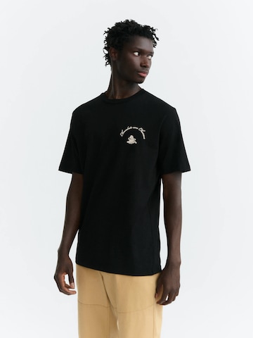 Thinking MU Shirt 'ZACH' in Zwart: voorkant