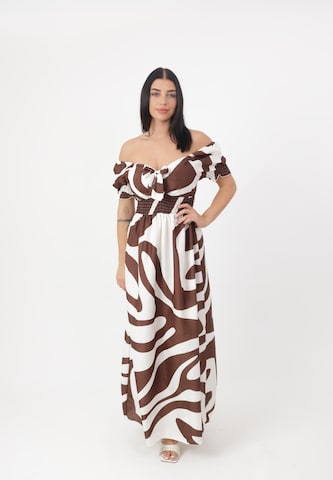 Elara Dress in Brown: front