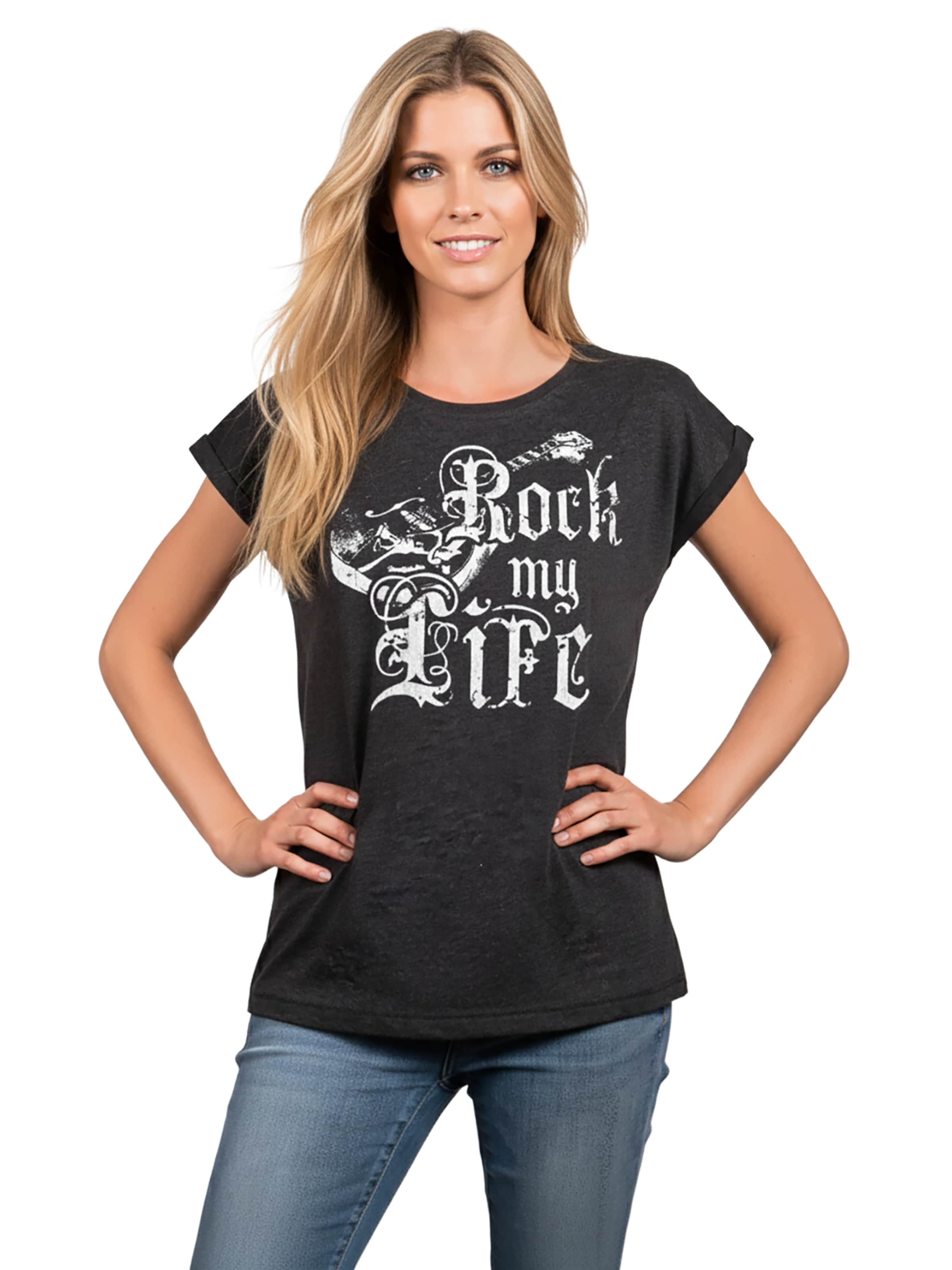 MAKAYA Shirt 'Rock My Life' in Grey: front