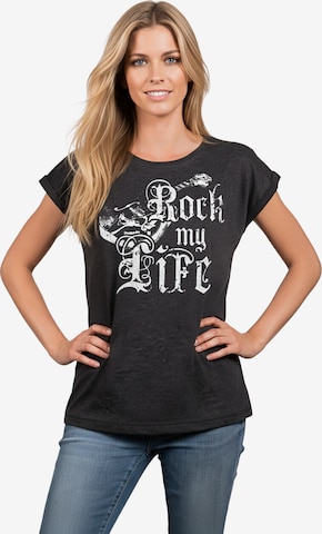 MAKAYA Shirt 'Rock My Life' in Grey: front