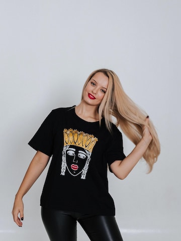RADADA Shirt 'GIRL WITH GOLDEN CROWN' in Schwarz