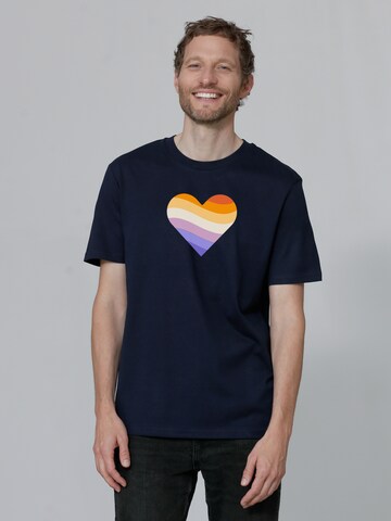 Watapparel Shirt 'Rainbow Heart' in Blauw: voorkant