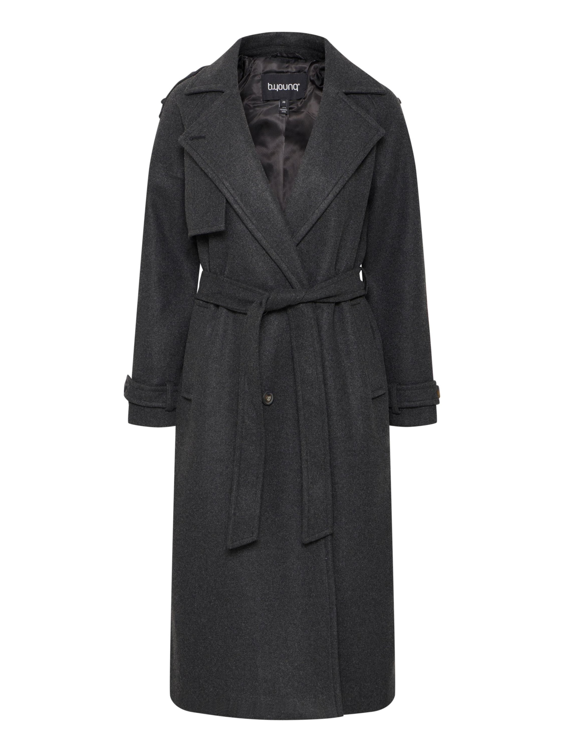 b.young - Sobretudo meia-estação 'CILIA' em cinzento: frente