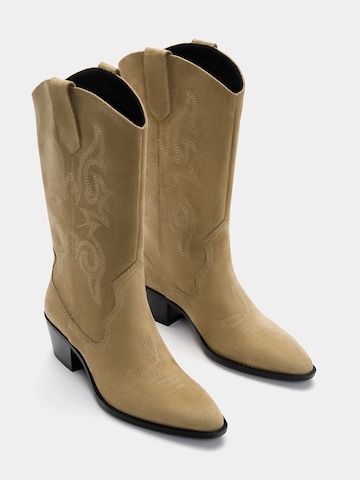 Pull&Bear Cowboystiefel in Braun