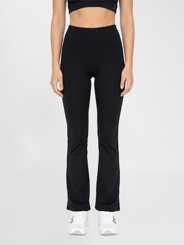 Hummel Flared Workout Pants in Black: front