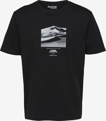 SELECTED HOMME Тениска в черно: отпред