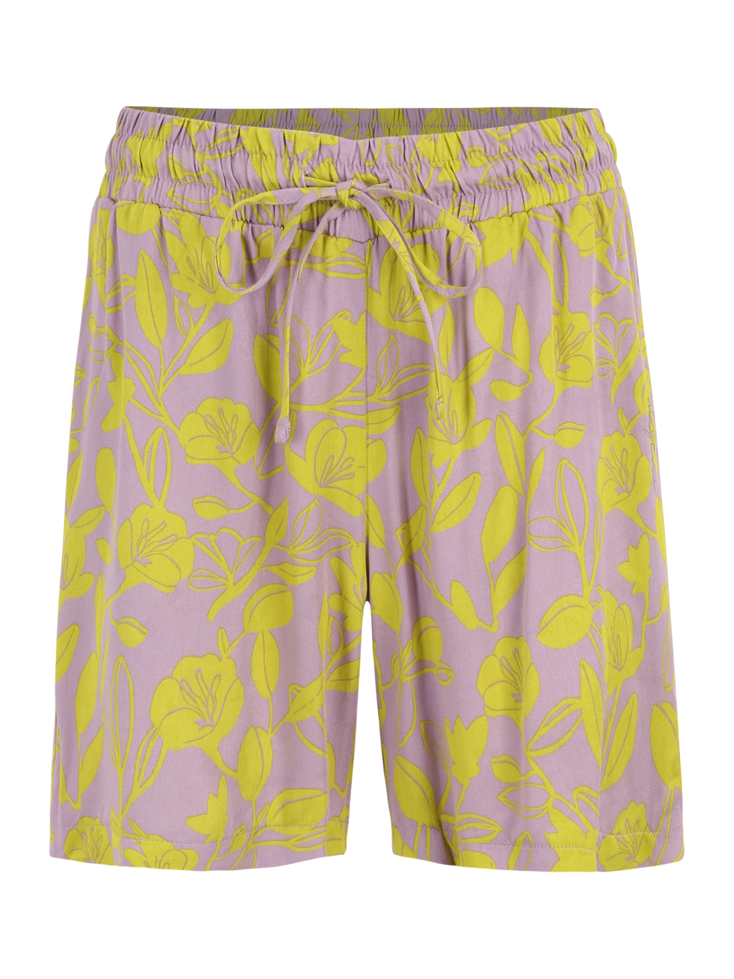 Loosefit Pantaloni 'Palm Cove Printed' di mazine in giallo: frontale