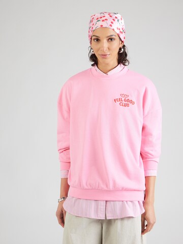 Zwillingsherz - Sweatshirt 'Feel Good Club' em rosa: frente