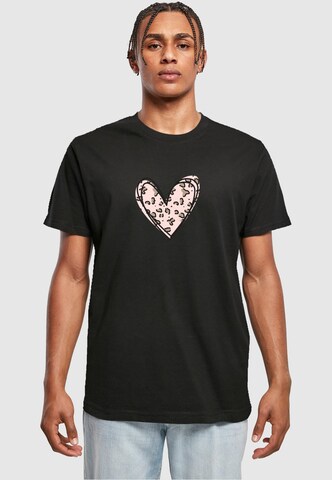 Merchcode Shirt 'Valentines Day - Leopard Heart' in Zwart: voorkant