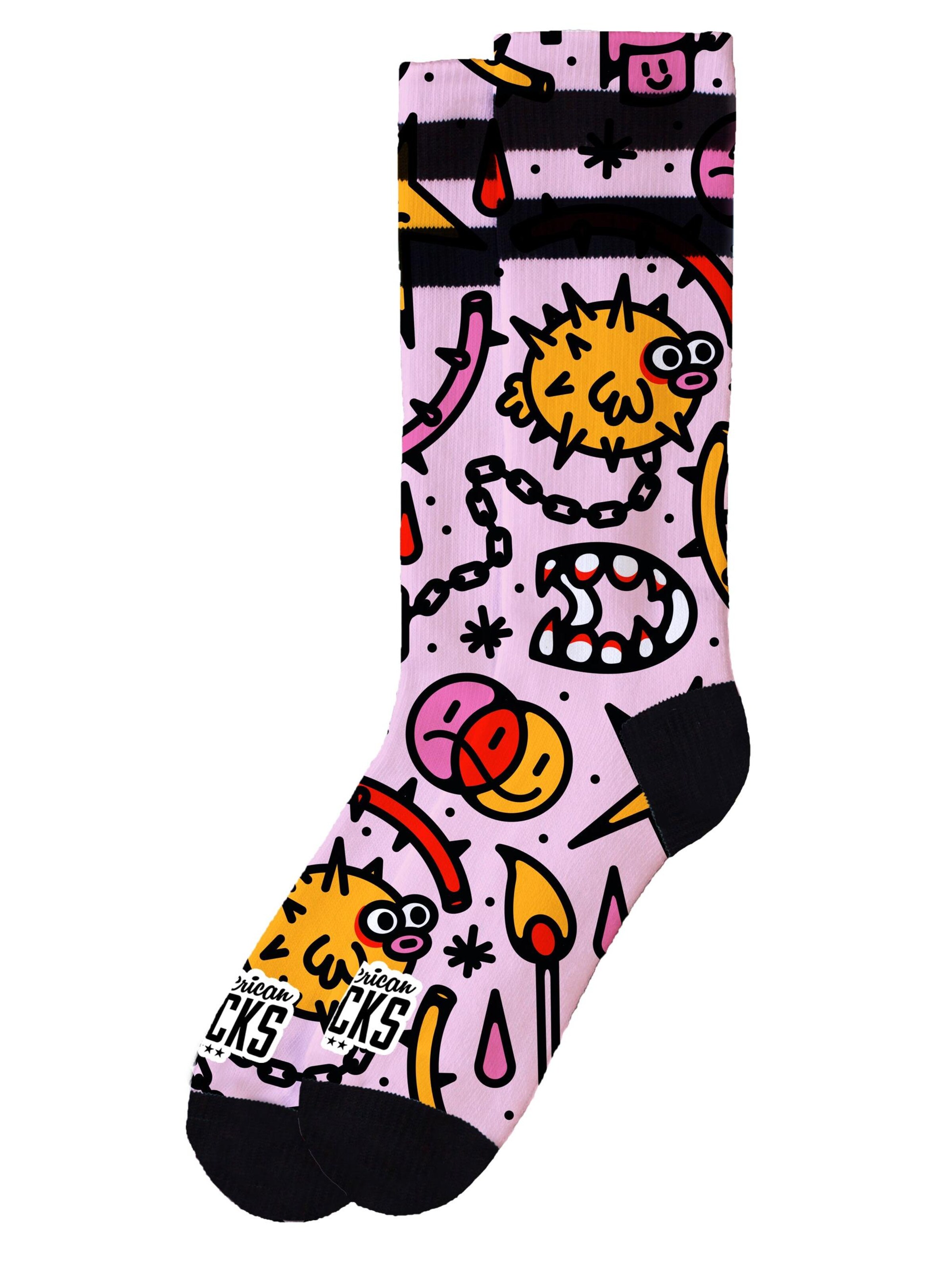 Chaussettes 'Blowfish - Mid High' American Socks en rose : devant