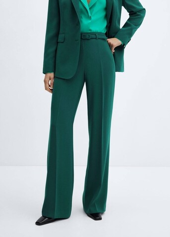 MANGO Flared Pleated Pants 'Iguana' in Green: front