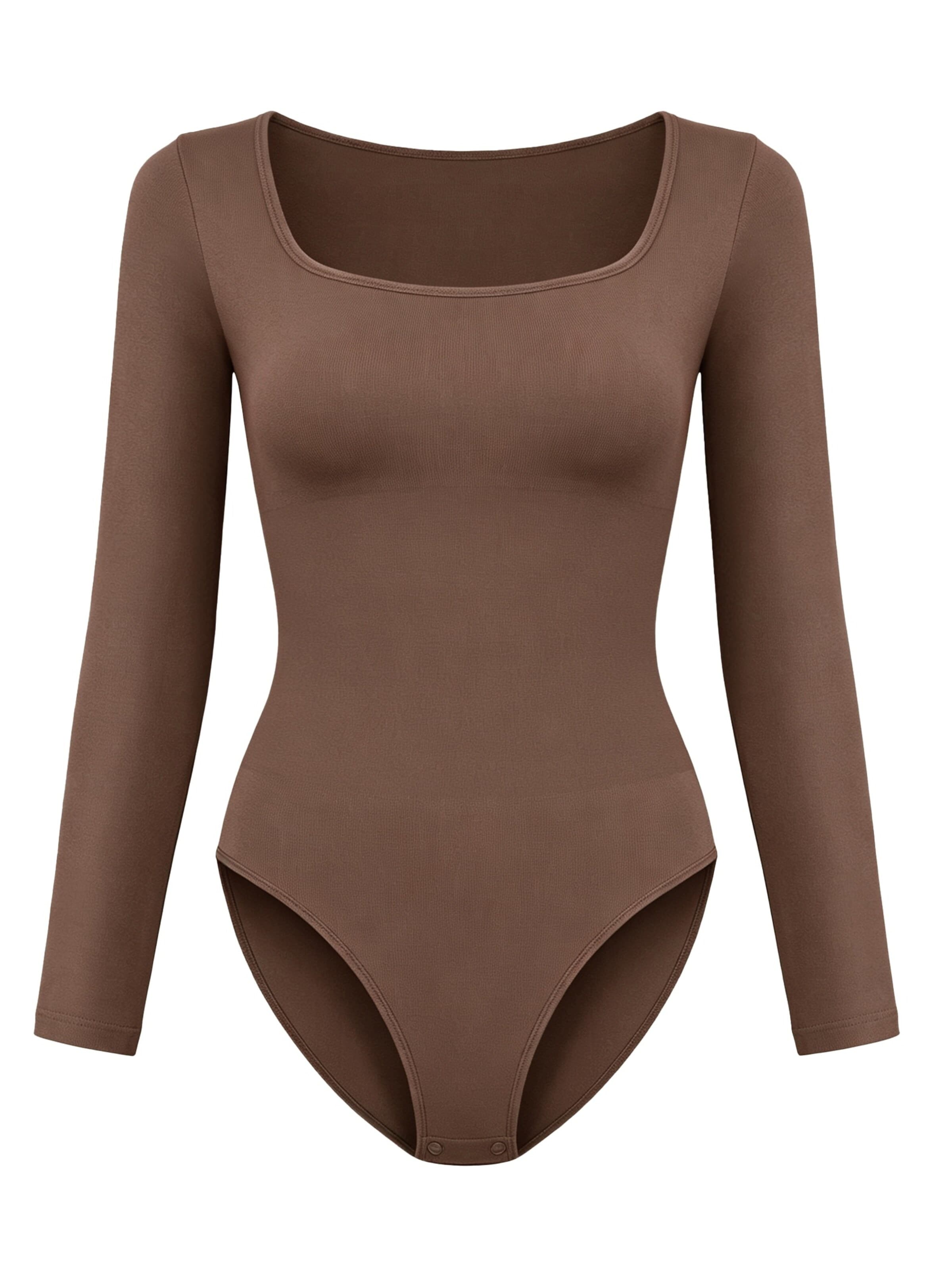 cfab Shaping bodysuit 'Clean Longsleeve Squareneck Sculpting Bodysuit with Slip' in XS in Brown, Item view