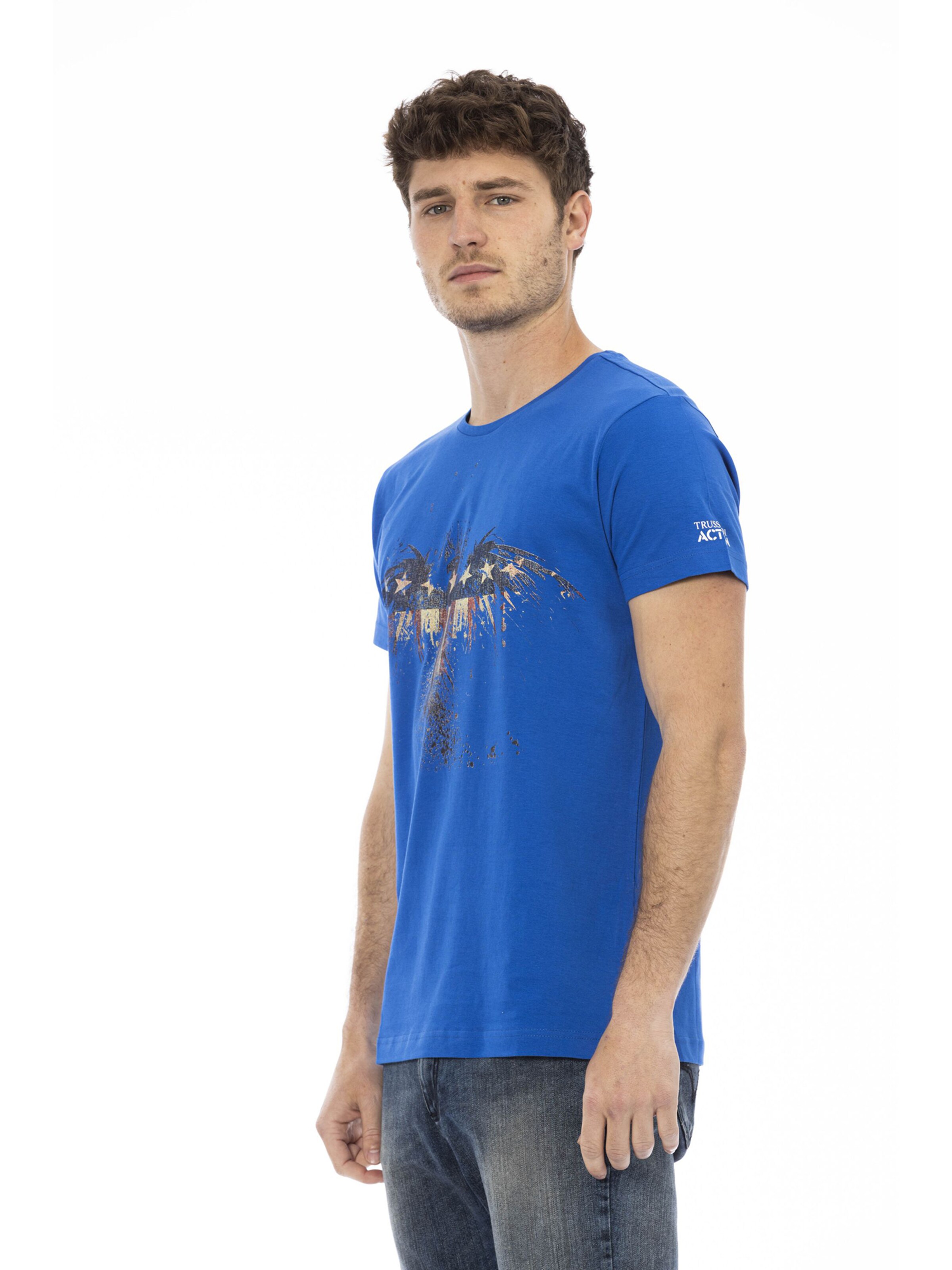 Top 'T-Shirt Uomo Valoris Misto Cotone Viscosa Stampa Aquila' di Trussardi in blu