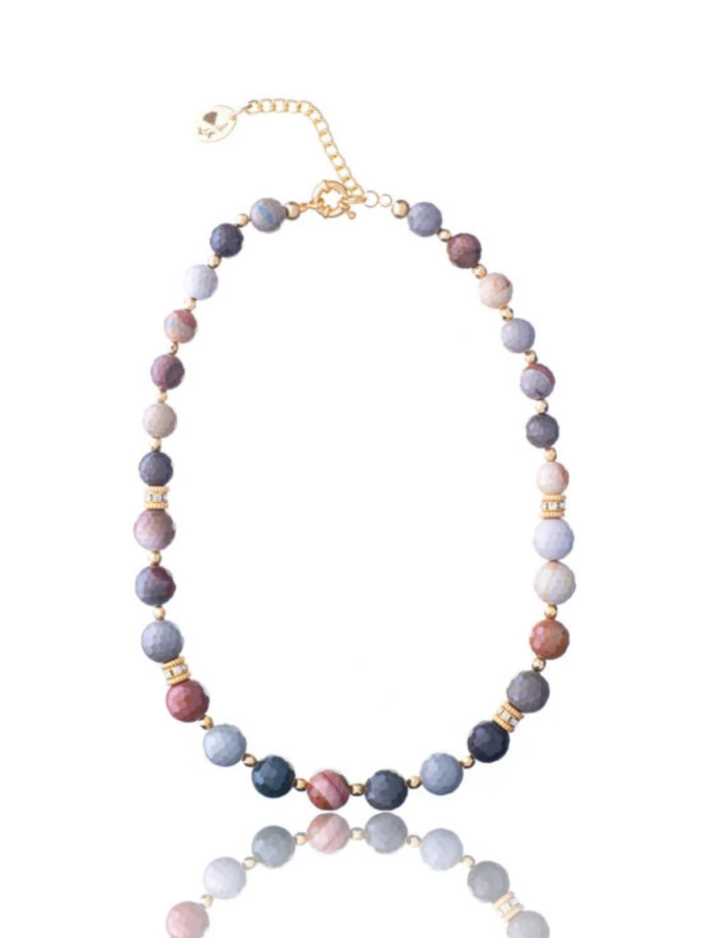 THE GEM STORIES JEWELRY Necklace 'Mookaite Jasper Necklace' in Mixed colours: front