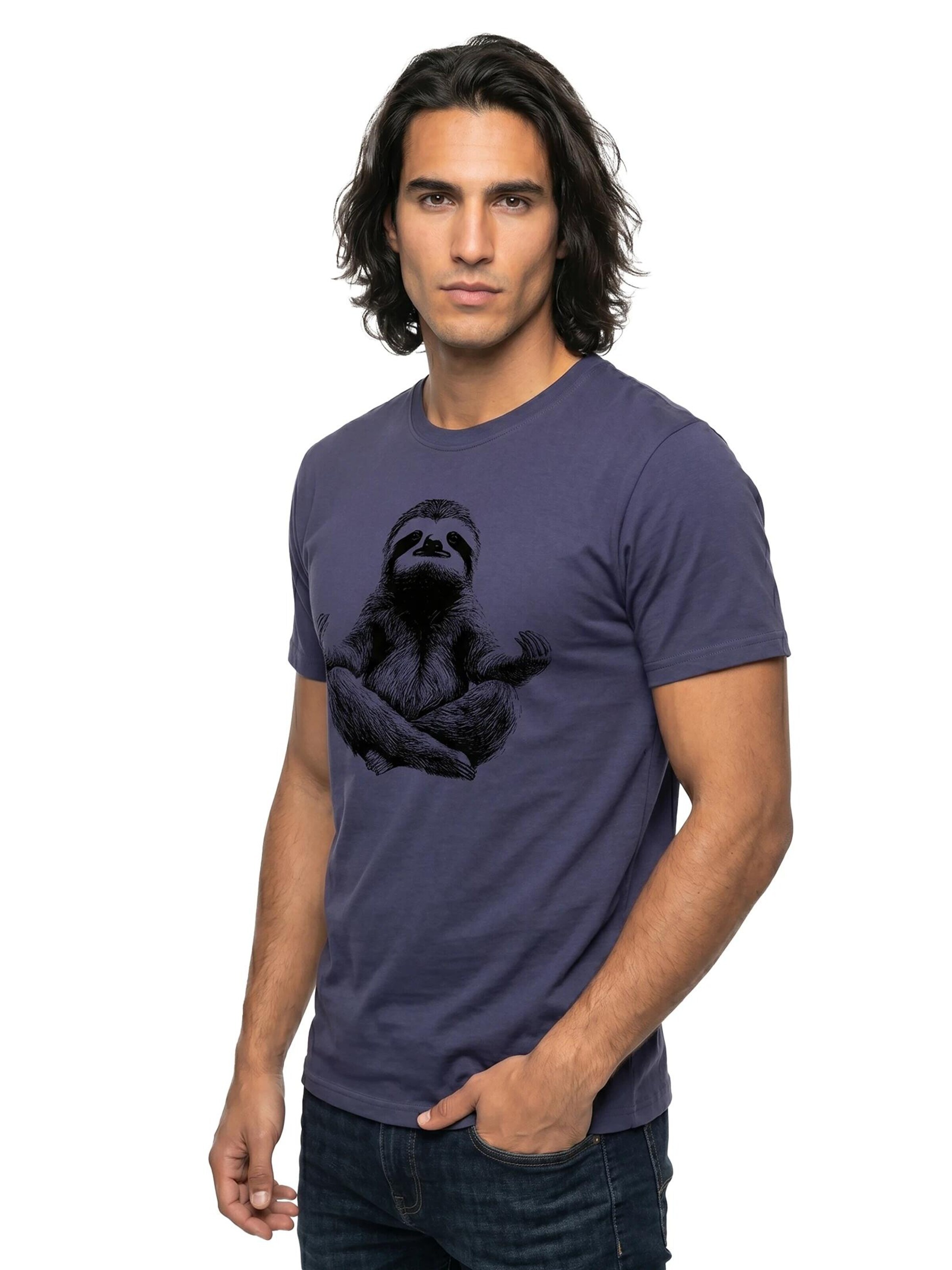 MAKAYA Shirt 'Meditation Sloth' in Blue