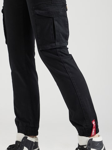 ALPHA INDUSTRIES Tapered Cargo Pants in Black