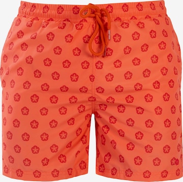Frozen Cape Swimming Trunks in Red: front