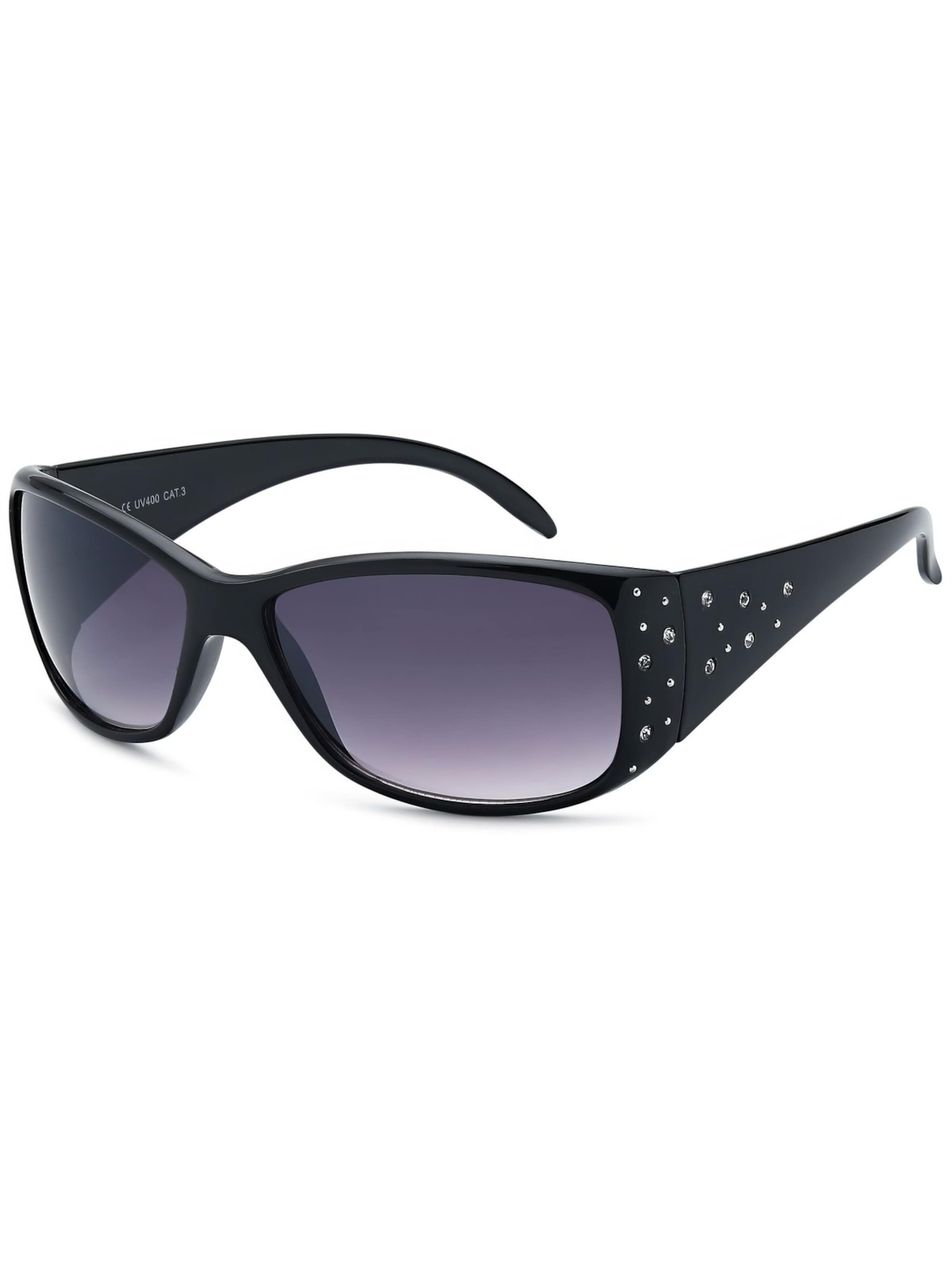 styleBREAKER Sonnenbrille 'Sonnenbrille Schmetterlingsform mit Strass am Bügel'‌‌‌‌‌‌‌‌‌ in Grau: Vorderseite