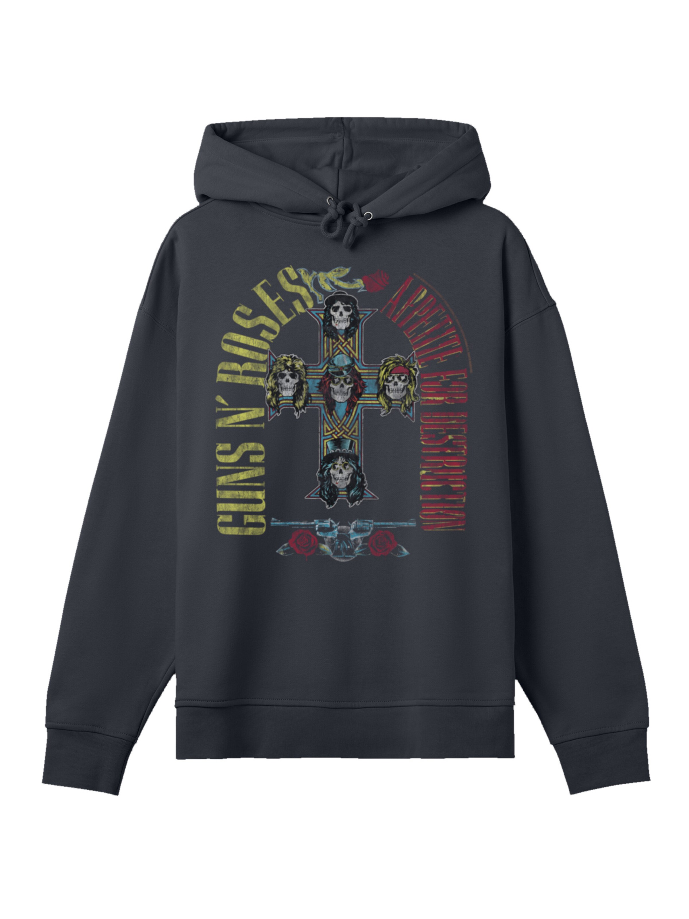 F4NT4STIC Sweatshirt 'Guns N' Roses Skull Rock Band Merch' in Black: front