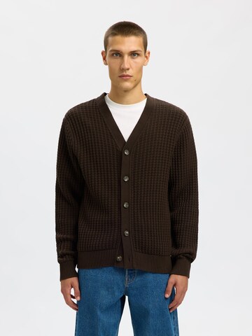 SELECTED Knit Cardigan in Brown: front