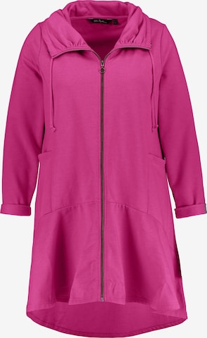 Ulla Popken Zip-Up Hoodie in Pink: front