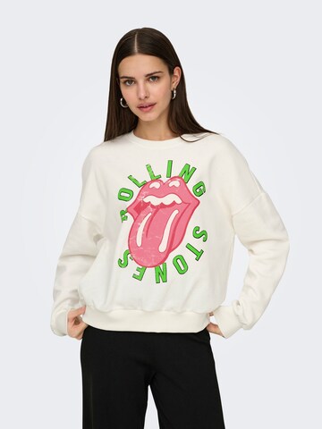 ONLY Sweatshirt 'ONLROLLING STONES' in Wit