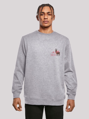 F4NT4STIC Sweatshirt 'Christmas Deer' in Grijs: voorkant